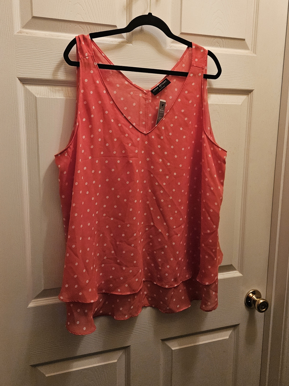 Lane Bryant Coral Pink Polka Dot V-Neck Sleeveless Camisole